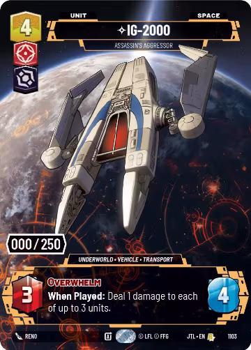 IG-2000 - Assassin's Aggressor (Serialized) (1103), Jump to Lightspeed — Star Wars card price