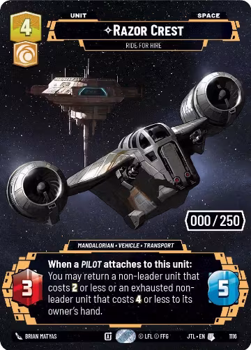 Razor Crest - Ride For Hire (Serialized) (1116), Jump to Lightspeed — Star Wars card price