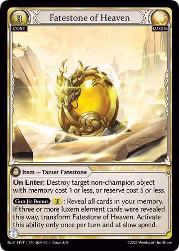 Fatestone of Heaven (029), Guo Jia Re: Collection, Heaven’s Favored — Grand Archive card price