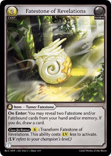 Fatestone of Revelations (016), Guo Jia Re: Collection, Heaven’s Favored — Grand Archive card price