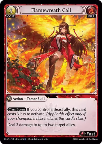 Flamewreath Call (024), Guo Jia Re: Collection, Heaven’s Favored — Grand Archive card price