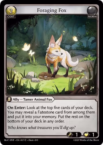 Foraging Fox (017), Guo Jia Re: Collection, Heaven’s Favored — Grand Archive card price