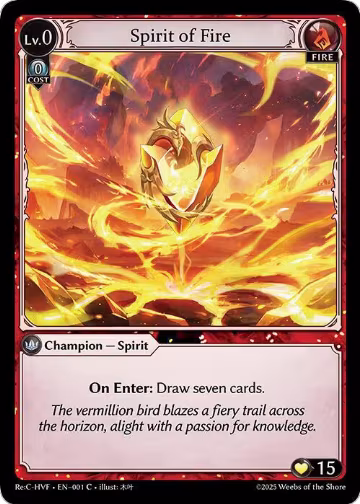 Spirit of Fire (001), Guo Jia Re: Collection, Heaven’s Favored — Grand Archive card price