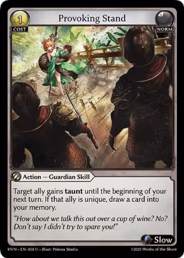 Provoking Stand (058), Abyssal Heaven — Grand Archive card price