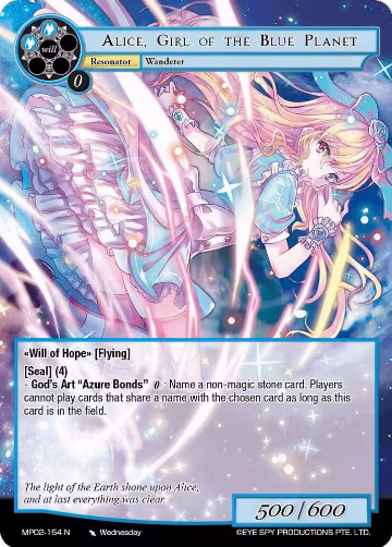 Alice, Girl of the Blue Planet (MP02-154 N), Masterpiece Collection 02 "Fates Reunited!" — Force of Will card price