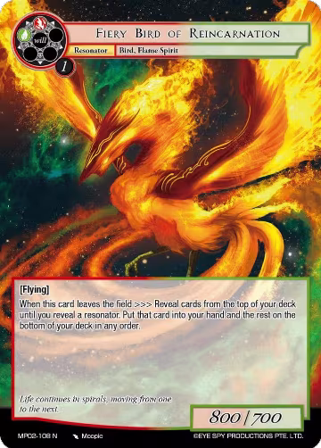Fiery Bird of Reincarnation (MP02-108 N), Masterpiece Collection 02 "Fates Reunited!" — Force of Will card price