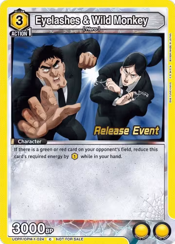 Eyelashes & Wild Monkey (UEPR/OPM-1-024), One Punch Man Release Event Cards — Union Arena card price