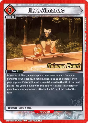 Hero Almanac (UEPR/OPM-1-098), One Punch Man Release Event Cards — Union Arena card price