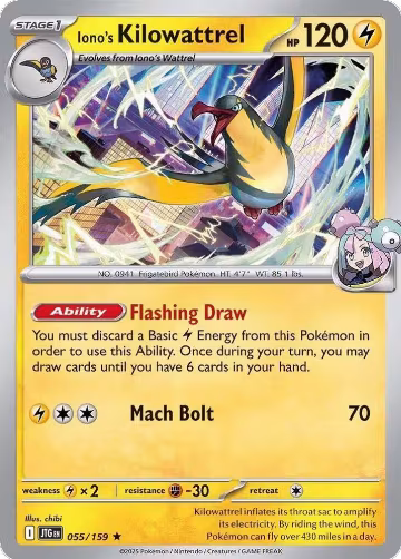 Iono's Kilowattrel - 055/159 (055/159), Journey Together — Pokémon card price