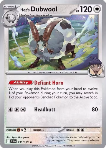 Hop's Dubwool (136/159), Journey Together — Pokémon card price