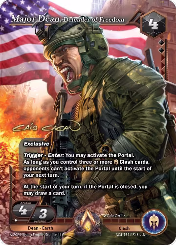 Major Dean, Defender of Freedom (Iconic Rare) (AC5-151), Equilibrium — Alpha Clash card price