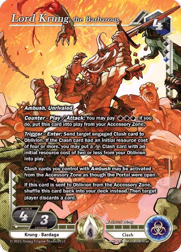 Lord Krung, the Barbarous (Alpha Rare) (AC5-162), Equilibrium — Alpha Clash card price