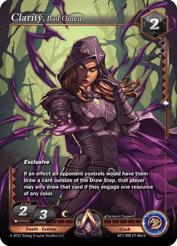 Clarity, Bad Omen (Team Covenant Promo) (AC5-008), Equilibrium — Alpha Clash card price