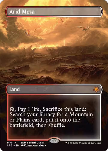 Arid Mesa (Borderless) (Dragonscale Foil) (114), Special Guests — Magic card price