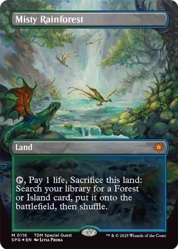 Misty Rainforest (Borderless) (Dragonscale Foil) (116), Special Guests — Magic card price
