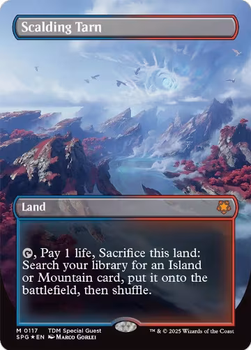 Scalding Tarn (Borderless) (Dragonscale Foil) (117), Special Guests — Magic card price