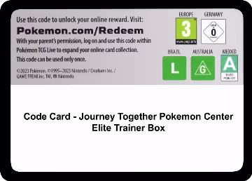 Code Card - Journey Together Pokemon Center Elite Trainer Box, Journey Together — Pokémon card price