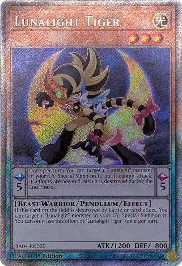 Lunalight Tiger (Platinum Secret Rare) (RA04-EN020), Quarter Century Stampede — Yu-Gi-Oh! card price