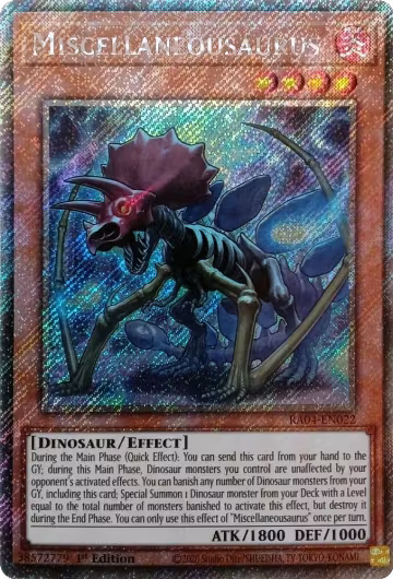 Miscellaneousaurus (Platinum Secret Rare) (RA04-EN022), Quarter Century Stampede — Yu-Gi-Oh! card price