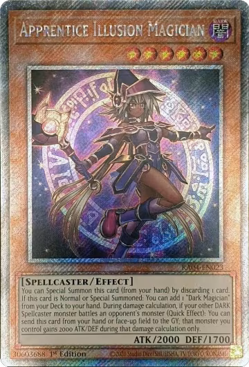 Apprentice Illusion Magician (Platinum Secret Rare) (RA04-EN023), Quarter Century Stampede — Yu-Gi-Oh! card price