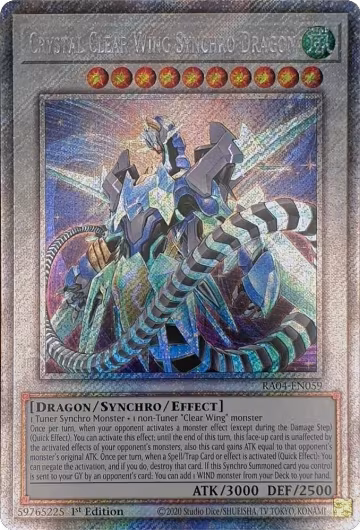 Crystal Clear Wing Synchro Dragon (Platinum Secret Rare) (RA04-EN059), Quarter Century Stampede — Yu-Gi-Oh! card price