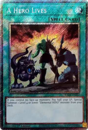 A Hero Lives (Platinum Secret Rare) (RA04-EN087), Quarter Century Stampede — Yu-Gi-Oh! card price