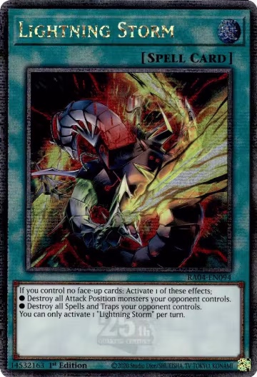 Lightning Storm (New Art) (Quarter Century Secret Rare) (RA04-EN094), Quarter Century Stampede — Yu-Gi-Oh! card price