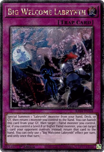 Big Welcome Labrynth (Quarter Century Secret Rare) (RA04-EN104), Quarter Century Stampede — Yu-Gi-Oh! card price