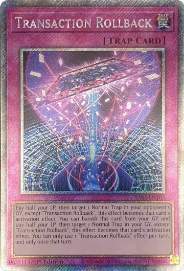 Transaction Rollback (Platinum Secret Rare) (RA04-EN105), Quarter Century Stampede — Yu-Gi-Oh! card price
