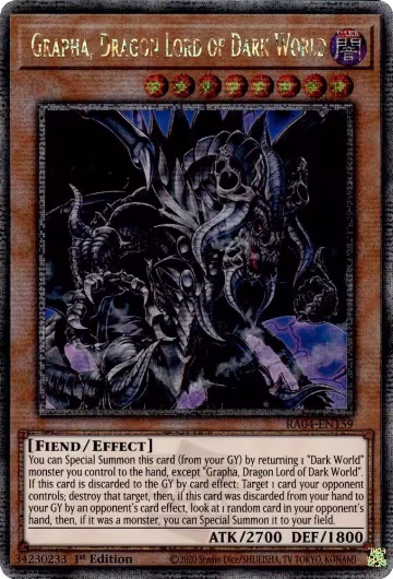 Grapha, Dragon Lord of Dark World (Quarter Century Secret Rare) (RA04-EN159), Quarter Century Stampede — Yu-Gi-Oh! card price