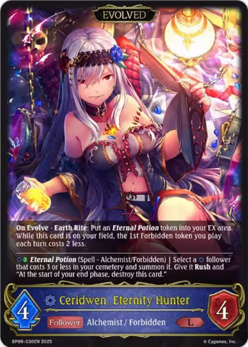 Ceridwen, Eternity Hunter (Evolved) (BP09-036EN), Duet of Dawn and Dusk — Shadowverse card price