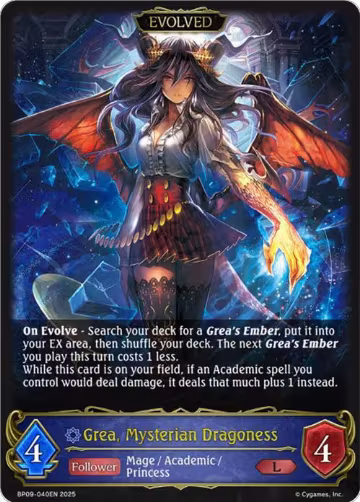 Grea, Mysterian Dragoness (Evolved) (BP09-040EN), Duet of Dawn and Dusk — Shadowverse card price