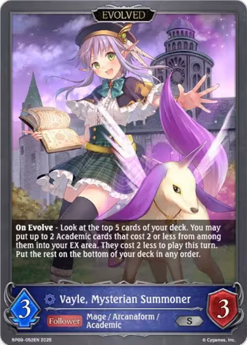 Vayle, Mysterian Summoner (Evolved) (BP09-052EN), Duet of Dawn and Dusk — Shadowverse card price