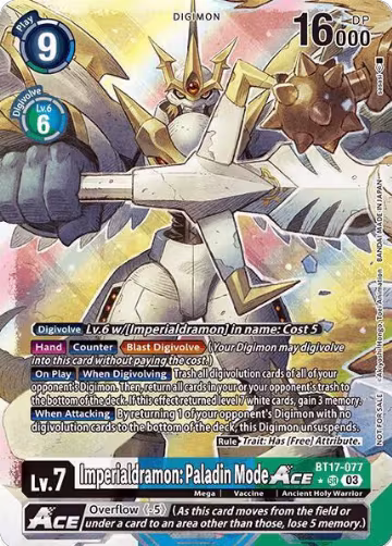 Imperialdramon: Paladin Mode ACE (World Convergence Release Event Winner) (BT17-077 SR) — card price