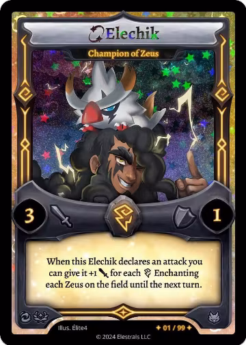 Elechik - Champion of Zeus (Serialized) (/99), Divine Champions: Firestorm Starter Decks — Elestrals card price