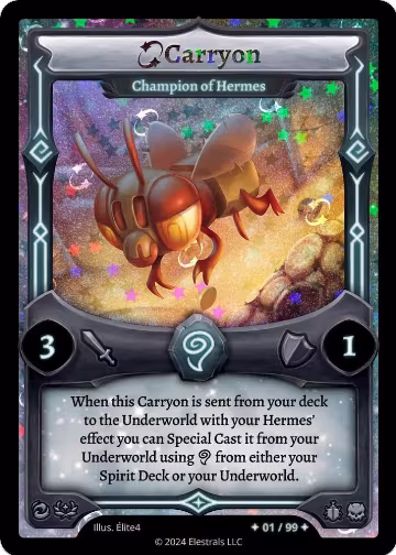Carryon - Champion of Hermes (Serialized) (/99), Divine Champions: Firestorm Starter Decks — Elestrals card price