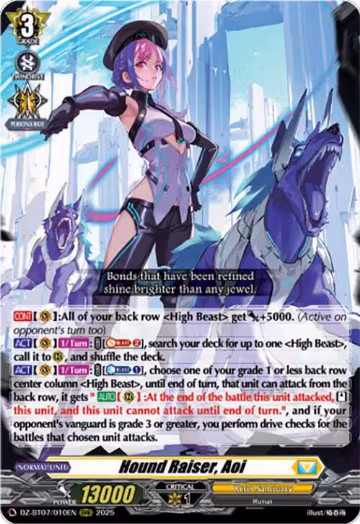 Hound Raiser, Aoi (DZ-BT07/010EN), DZ-BT07: Moon Fangs & Cerulean Blaze — Vanguard card price