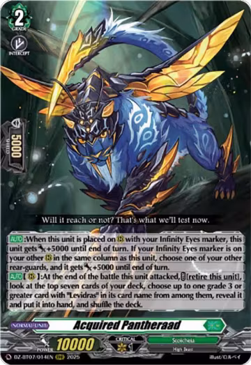 Acquired Pantheraad (DZ-BT07/014EN), DZ-BT07: Moon Fangs & Cerulean Blaze — Vanguard card price