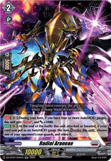 Radial Araneae (DZ-BT07/040EN), DZ-BT07: Moon Fangs & Cerulean Blaze — Vanguard card price