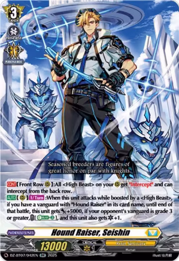 Hound Raiser, Seishin (DZ-BT07/042EN), DZ-BT07: Moon Fangs & Cerulean Blaze — Vanguard card price