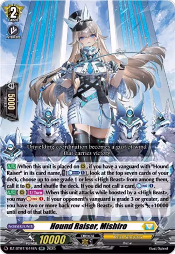 Hound Raiser, Mishiro (DZ-BT07/044EN), DZ-BT07: Moon Fangs & Cerulean Blaze — Vanguard card price