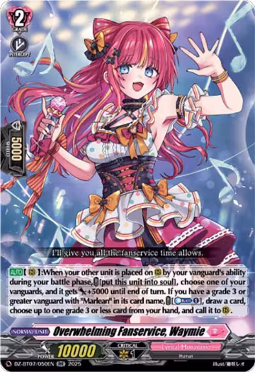 Overwhelming Fanservice, Waymie (DZ-BT07/050EN), DZ-BT07: Moon Fangs & Cerulean Blaze — Vanguard card price