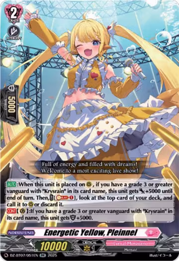 Energetic Yellow, Pleinnel (DZ-BT07/051EN), DZ-BT07: Moon Fangs & Cerulean Blaze — Vanguard card price