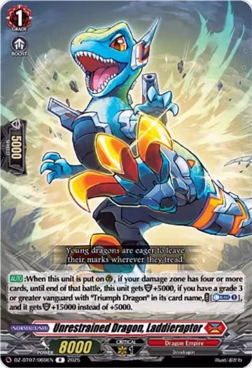 Unrestrained Dragon, Laddieraptor (DZ-BT07/069EN), DZ-BT07: Moon Fangs & Cerulean Blaze — Vanguard card price