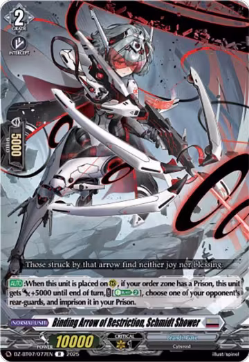 Binding Arrow of Restriction, Schmidt Shower (DZ-BT07/077EN), DZ-BT07: Moon Fangs & Cerulean Blaze — Vanguard card price