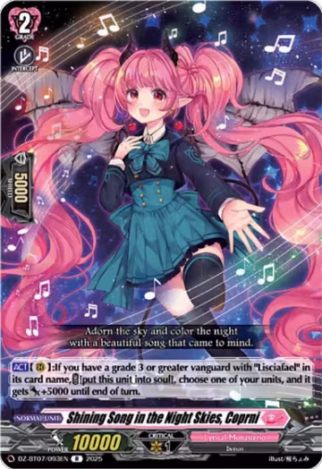 Shining Song in the Night Skies, Coprni (DZ-BT07/093EN), DZ-BT07: Moon Fangs & Cerulean Blaze — Vanguard card price
