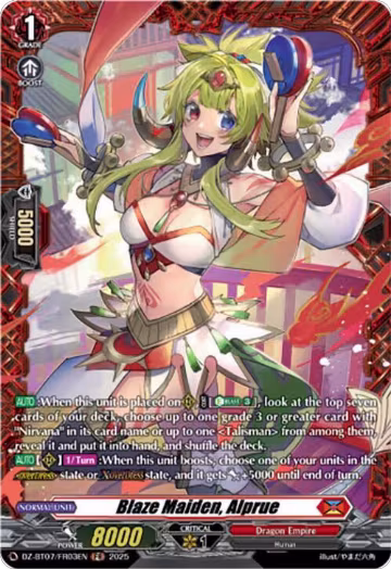Blaze Maiden, Alprue (FR) (DZ-BT07/FR03EN), DZ-BT07: Moon Fangs & Cerulean Blaze — Vanguard card price