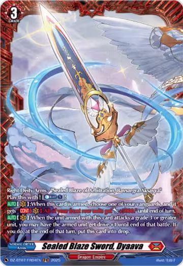 Sealed Blaze Sword, Dyaava (FR) (DZ-BT07/FR04EN), DZ-BT07: Moon Fangs & Cerulean Blaze — Vanguard card price
