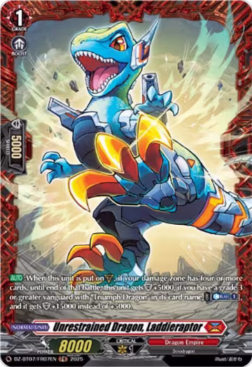 Unrestrained Dragon, Laddieraptor (FR) (DZ-BT07/FR07EN), DZ-BT07: Moon Fangs & Cerulean Blaze — Vanguard card price