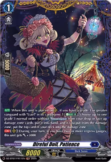 Direful Doll, Patience (FR) (DZ-BT07/FR11EN), DZ-BT07: Moon Fangs & Cerulean Blaze — Vanguard card price
